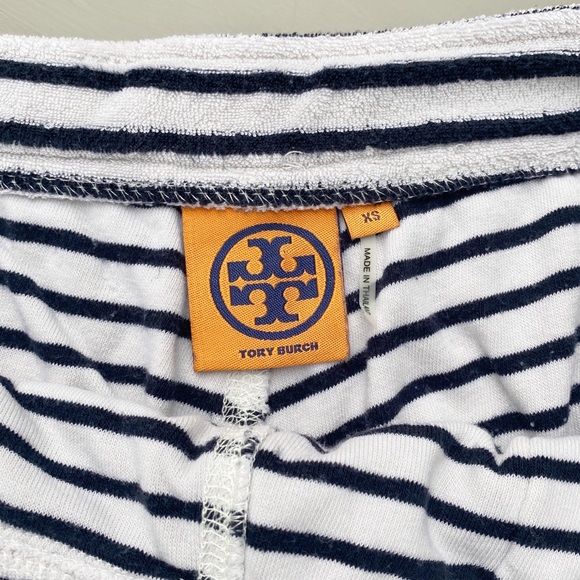 Tory Burch Pull On Stripe Terry Cloth Shorts - Picture 2 of 6